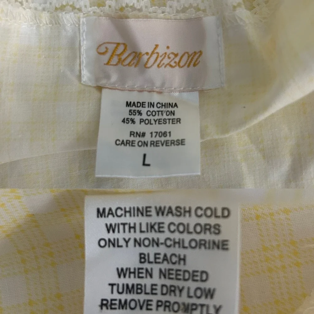 Barbizon Nightgown Yellow Gingham Floral Embroidered Lace Trim Large Vintage NEW